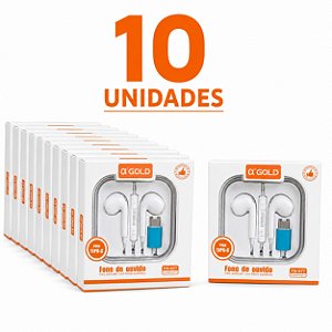 KIT 10 FONE DE OUVIDO A'GOLD TIPO C FN-A77