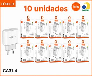 KIT 10 FONTE A'GOLD IPHONE 30W TIPO C