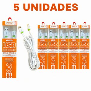 KIT 5 CABO DE CELULAR KAIDI TIPO C 3M KD-330C