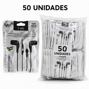 KIT 50 FONE DE OUVIDO ALTOMEX COM MICROFONE F-60