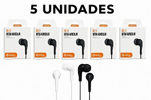 KIT 5 FONE DE OUVIDO PMCELL COM MICROFONE MOD. FO-11