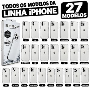 KIT 27 MODELOS SPACE TRANSPARENTE IPHONE MAIS VENDIDAS