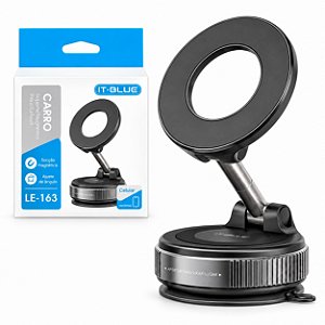SUPORTE MAGNÉTICO VEICULAR PARA CELULAR COM VENTOSA E AJUSTE DE ÂNGULO IT-BLUE LE-163