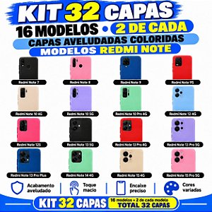 KIT 32 UNIDADES CAPA AVELUDADA COLORIDA PARA REDMI NOTE 16 MODELOS MAIS VENDIDAS