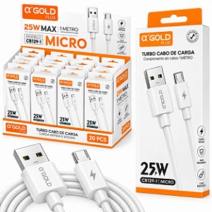 KIT 20 CABO USB A'GOLD 25W USB V8 CB129-1