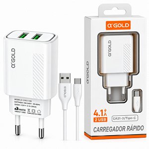 CARREGADOR DE CELULAR A'GOLD TIPO C MOD. CA21-3