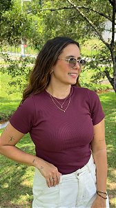 Blusa Manga Curta Basica Canelada