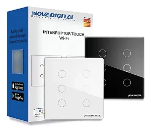 Interruptor Inteligente Novadigital Touch 6 Teclas Wi-Fi e 4x4  Branco