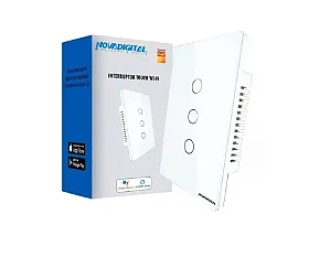 Interruptor NovaDigital Touch 3 Tecla Branco Wi-Fi