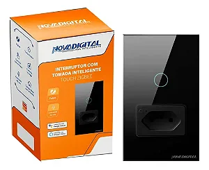 Interruptor + Tomada NovaDigital Touch 1 tecla Preto Zigbee