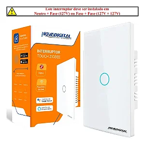 Interruptor  NovaDigital Touch 1 Tecla Branco Zigbee