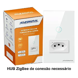 Interruptor + Tomada NovaDigital Touch 1 tecla Branco Zigbee