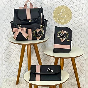 Mochila Bag 2em1, Capa Vacinação, Porta Fralda, acessório (1 laço)