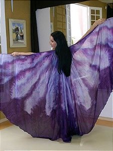 Véu Wings em Seda Pura Pintado à Mão - Roxo com Lilás