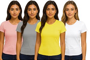 Baby Look Femininas 100% Poliéster para Sublimação Fio 30/1 - LISAS, GOLA REDONDA