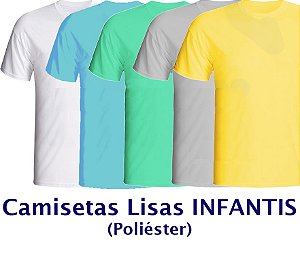 Camisetas Infantis de Poliéster para Sublimação Fio 30/1 - LISAS, GOLA REDONDA