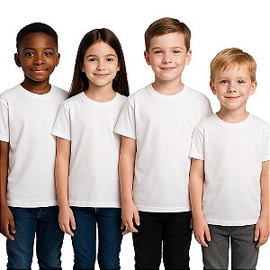 Camisetas Infantis de Poliéster para Sublimação Fio 30/1 - LISAS, GOLA REDONDA