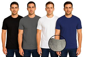 Camiseta Com REFORÇO No Ombro de Algodão Fio 30/1 - LISAS, GOLA REDONDA