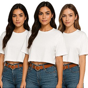 Cropped 100% Poliéster - Fio 30/1 - LISAS, GOLA REDONDA - Para Sublimação