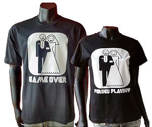 Camisetas Noiva+Noivo Game Over/Perdeu Playboy