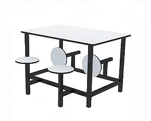 Mesa Refeitório Escamoteável com Bancos – Estrutura Metálica