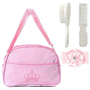 Kit Bolsa Saida Maternidade Rosa com Acessórios para Bebês
