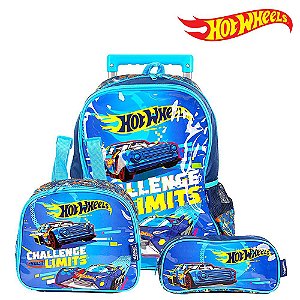 Kit Mochila Escolar Infantil Hot Wheels Com Rodinhas