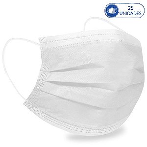25 Máscaras Cirúrgicas Infantis Branca Descartável Tripla Ca