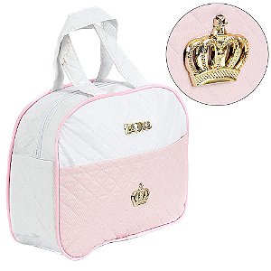 Bolsa Maternidade Feminina Rosa e Branca p Bebê Reborn Luxo