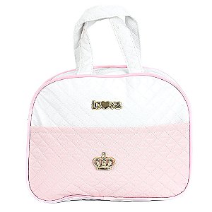 Bolsa Maternidade p Bebê Rosa e Branco Feminino Promoção