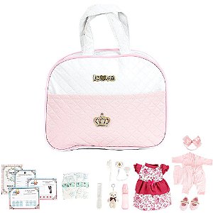 Bolsa Maternidade 19 Acessórios de Baby Reborn Rosa Pequena
