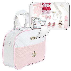 Bolsa Maternidade 19 Itens Rosa/Branco Feminino Promoção