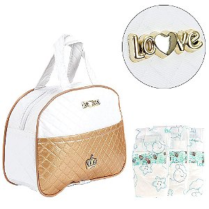 Bolsa Maternidade Enxoval 03 Fraldas Bege Bebê Reborn Luxo