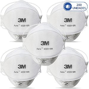 Kit 200 Respiradores Descartáveis 3M Aura 9320+BR PFF-2(S)