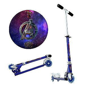 Patinete Avengers Três Rodas Infantil Azul de Alumínio
