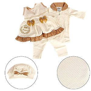 Saída De Maternidade Menina C Acessórios Princesa Marrom Poa