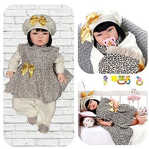 Boneca Bebe Reborn Yasmin Graziela Marrom Bichinhos Cegonha Reborn Dolls  Mais 24 Acessórios 48cm - Chic Outlet - Economize com estilo!