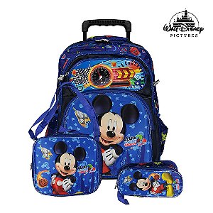 Kit Mochila Infantil Escolar Mickey Mouse Disney Jr Rodinhas