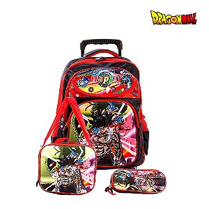 Mochila de Rodinhas Infantil Menino Dragon Ball Super Goku - Preto