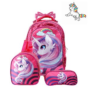 Kit Mochila Escola Infantil Unicornio My Little Pony Rodinha