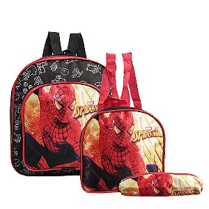 Mochila Escolar Spider Man Costa Kit Lancheira+Estojo
