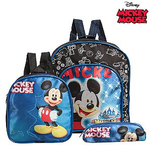 Kit Mochila Escolar Pequena Mickey Mouse Disney Costa