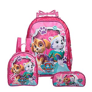 Kit Mochila Escolar Infantil Skye Patrulha Canina Rodinha