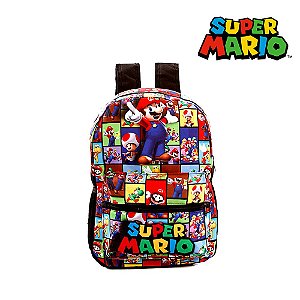 Mochila Escolar Bolsa Juvenil Super Mario De Costas