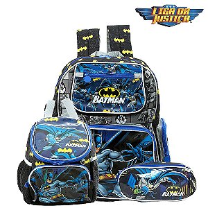 Kit Mochila Escolar Infantil Herói Batman DC De Costas