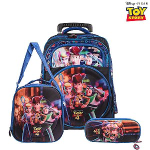 Kit Mochila Escolar Bolsa Toy Story Buzz Wood Disney Rodinha