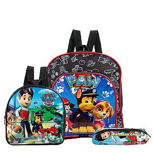 Mochila Escolar Patrulha Canina Costa Lancheira+Estojo