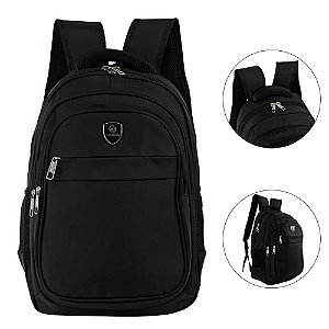 Mochila Reforçada Preta Executiva Bolsa Grande P/Notebook
