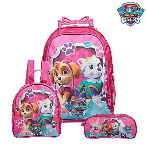 Kit Mochila Escolar Infantil Com Rodinhas Patrulha Canina Sk