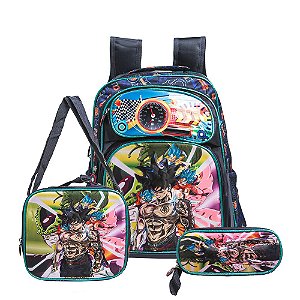 Mochila Escolar Infantil Dragon Ball Costas Lancheira+Estojo